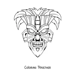 Coloring page of a tiki mask