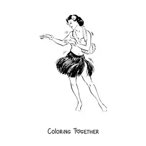 Coloring page of a hula dancer