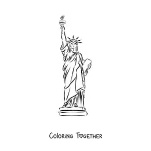 Coloring page of an easy Statue of Liberty