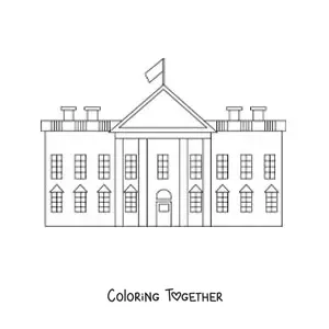 Coloring page of an easy White House