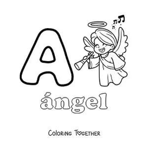 Coloring page of A is for angel