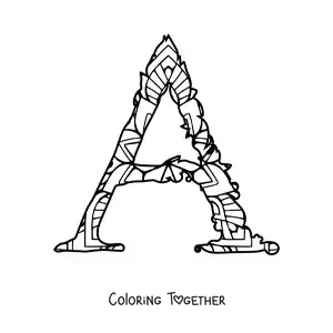 Coloring page of the uppercase letter A