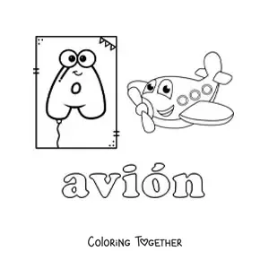 Coloring page of A is for airplane