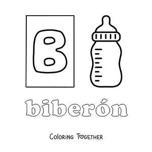 Coloring page of B is for baby bottle