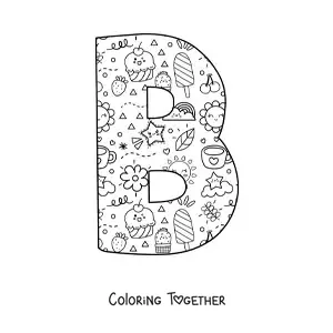 Coloring page of the cartoon letter B