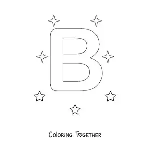 Coloring page of the uppercase letter B with stars