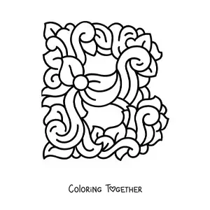 Coloring page of a decorated uppercase letter B