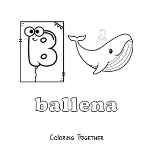 Coloring page of B is for whale