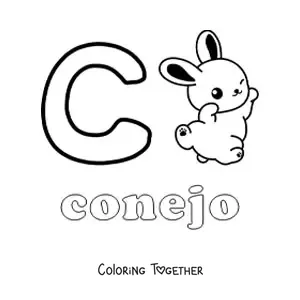 Coloring page of C is for rabbit