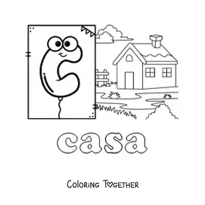 Coloring page of C is for house