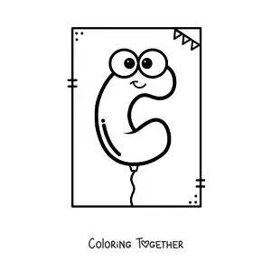 Coloring page of the cartoon letter C shaped like a balloon