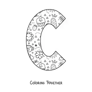 Coloring page of the cartoon letter C