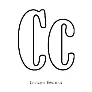 Coloring page of a big uppercase and lowercase letter C