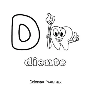 Coloring page of D is for tooth