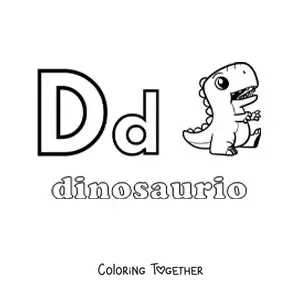Coloring page of D is for dinosaur