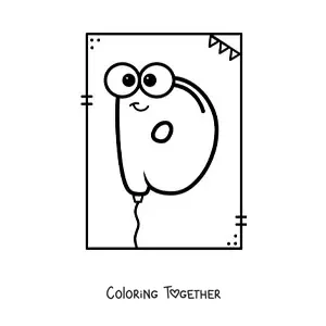 Coloring page of the cartoon letter D shaped like a balloon