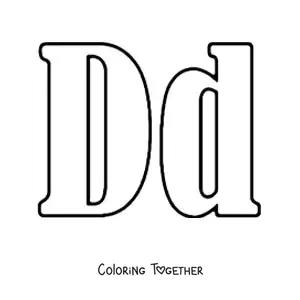 Coloring page of a big uppercase and lowercase letter D