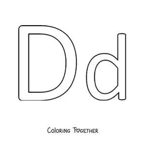 Coloring page of an easy uppercase and lowercase letter D