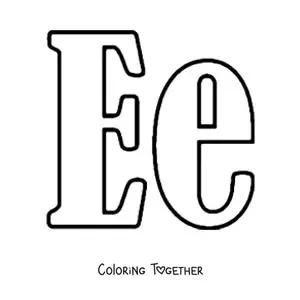 Coloring page of the big uppercase and lowercase letter e