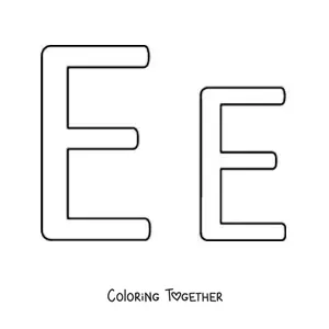 Coloring page of the easy uppercase and lowercase letter e
