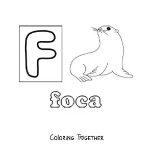 Coloring page of f is for seal