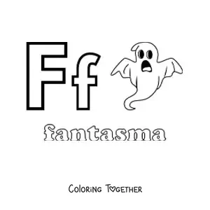 Coloring page of f is for ghost