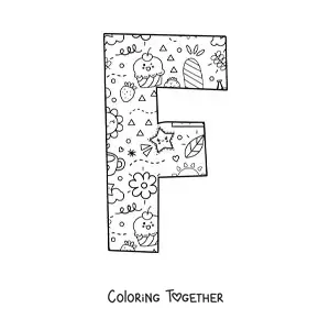 Coloring page of the cartoon letter f