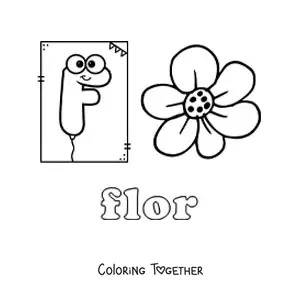 Coloring page of f is for flower
