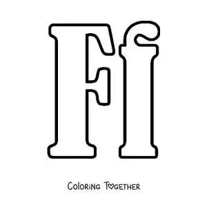 Coloring page of the big uppercase and lowercase letter f