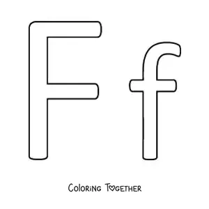 Coloring page of the easy uppercase and lowercase letter f