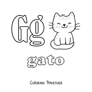Coloring page of g is for cat