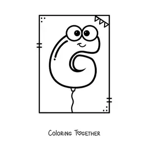 Coloring page of the animated letter g shaped like a balloon