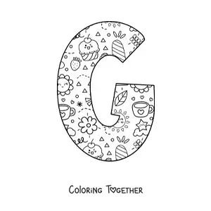 Coloring page of the cartoon letter g