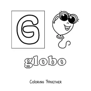 Coloring page of g is for balloon