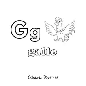 Coloring page of g is for rooster