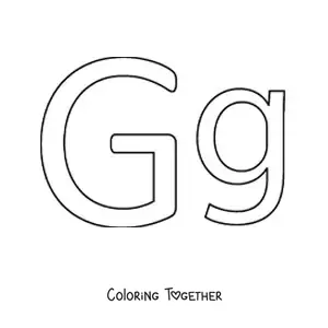 Coloring page of the big uppercase and lowercase letter g