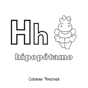 Coloring page of h is for hippopotamus