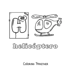 Coloring page of h is for helicopter