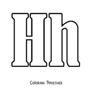 Coloring page of the big uppercase and lowercase letter h