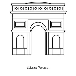 Coloring page of the Arc de Triomphe seen from the front