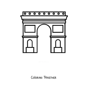 Coloring page of the Arc de Triomphe from the front in a simple style