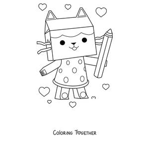 Coloring page of Baby Box holding a giant pencil