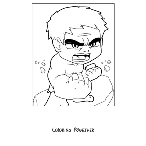 Coloring page of Baby Hulk with an angry face