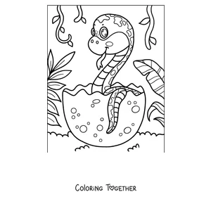 Coloring page of a baby snake hatching from its egg