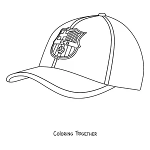 Coloring page of a cap with the Barcelona crest