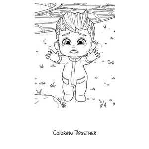 Coloring page of Bebefinn crying with little tears