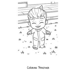 Coloring page of a happy Bebefinn with a big smile