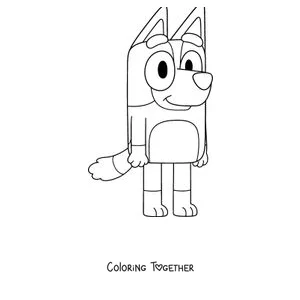 Coloring page of Bingo, Bluey's sister, jumping