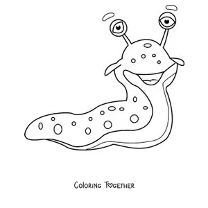 Coloring page of a friendly slug with big eyes and spots
