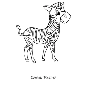 Coloring page of a cartoon zebra